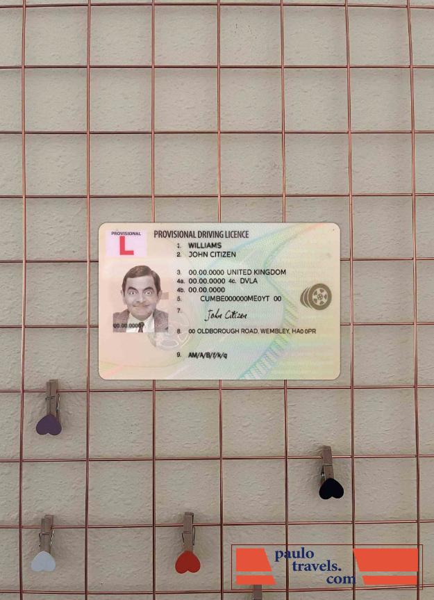 United Kingdom provisional driving license photolook FRONT PSD template